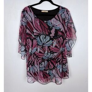 Cestyle Mesh Butterfly Shirt Flutter Sleeve Ethereal Fairy Romantic Size XL
